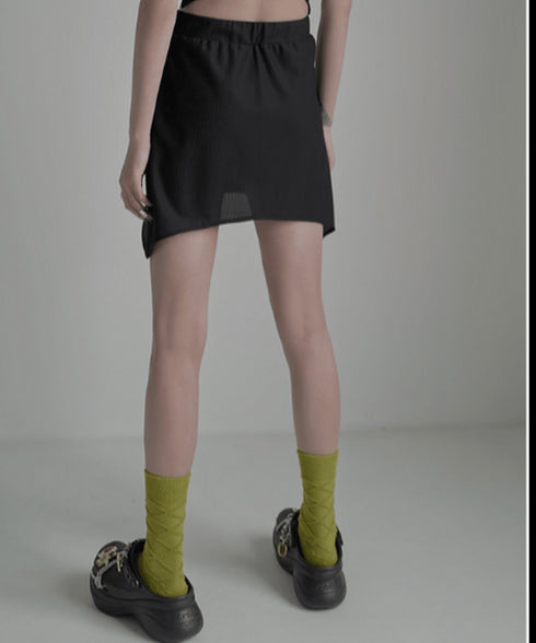 Asymmetric Skirted Flare Pants